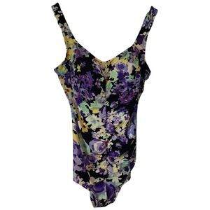 Maxine of Hollywood Floral One Piece Swimsuit Plus Size 14